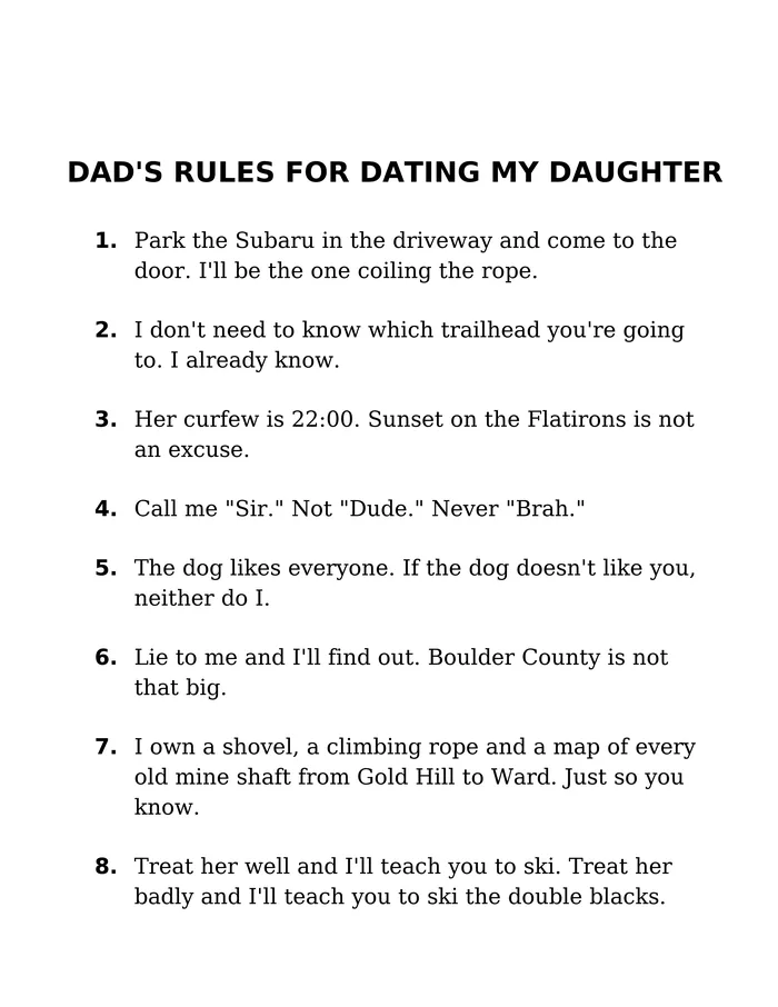 Rules page from Where Bad Boyfriends Go in Boulder County