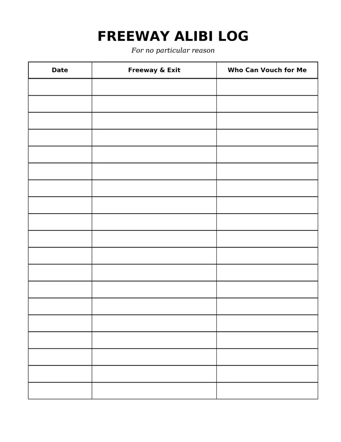 Alibi log page from Where Bad Boyfriends Go in Los Angeles