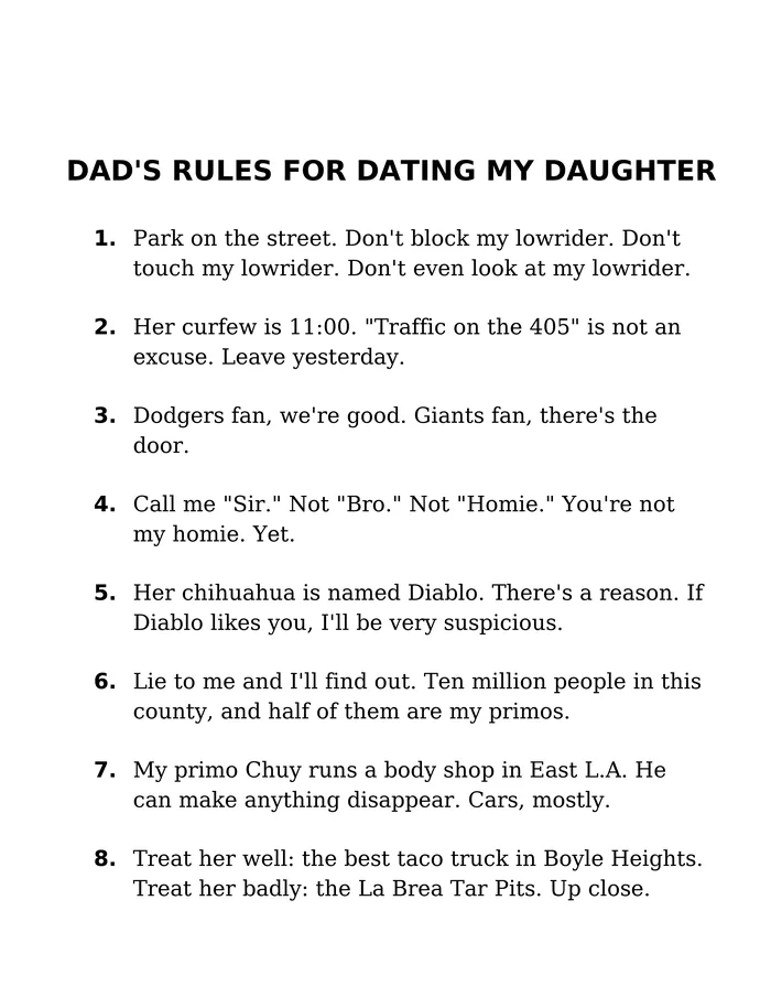 Rules page from Where Bad Boyfriends Go in Los Angeles