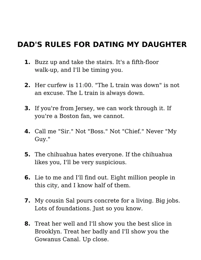 Rules page from Where Bad Boyfriends Go in New York City